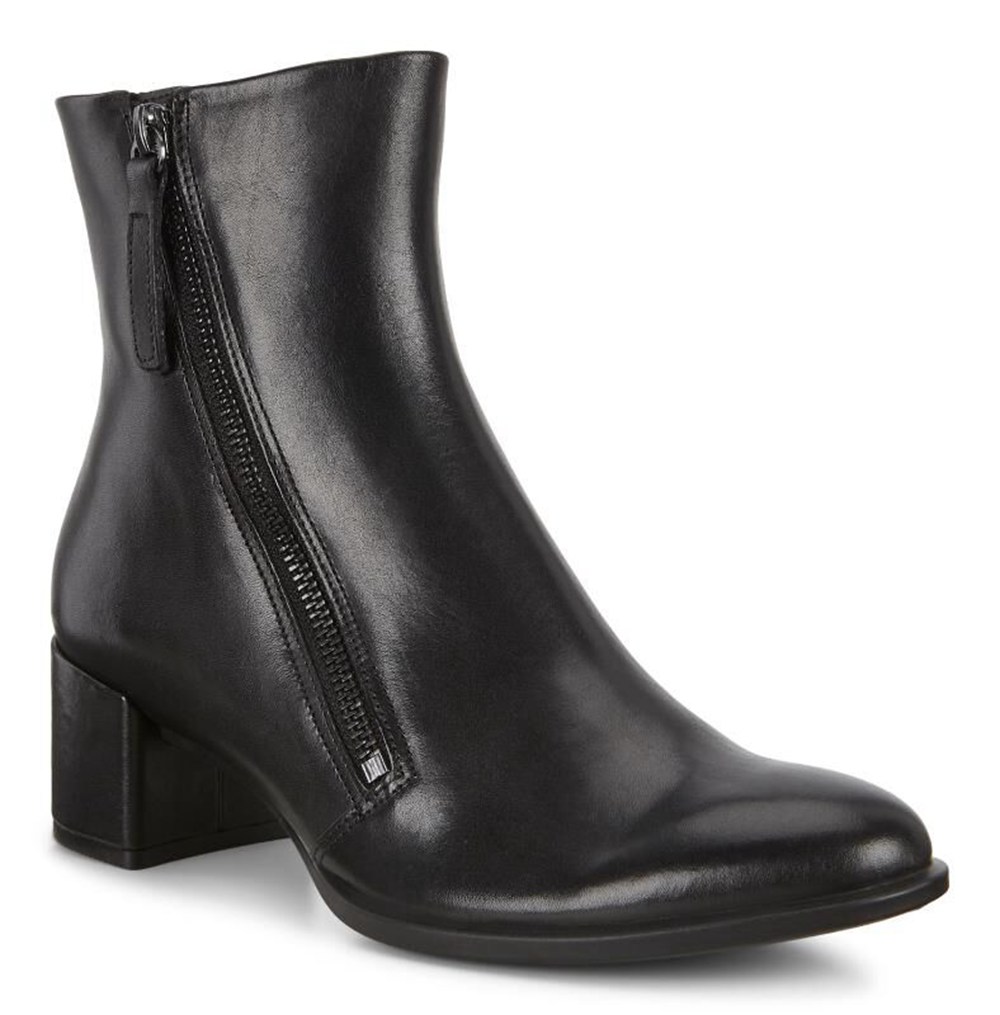 ECCO Womens Ankle Boots Black - Shape 35 Block Zippered - OUP-416589